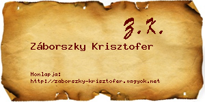 Záborszky Krisztofer névjegykártya